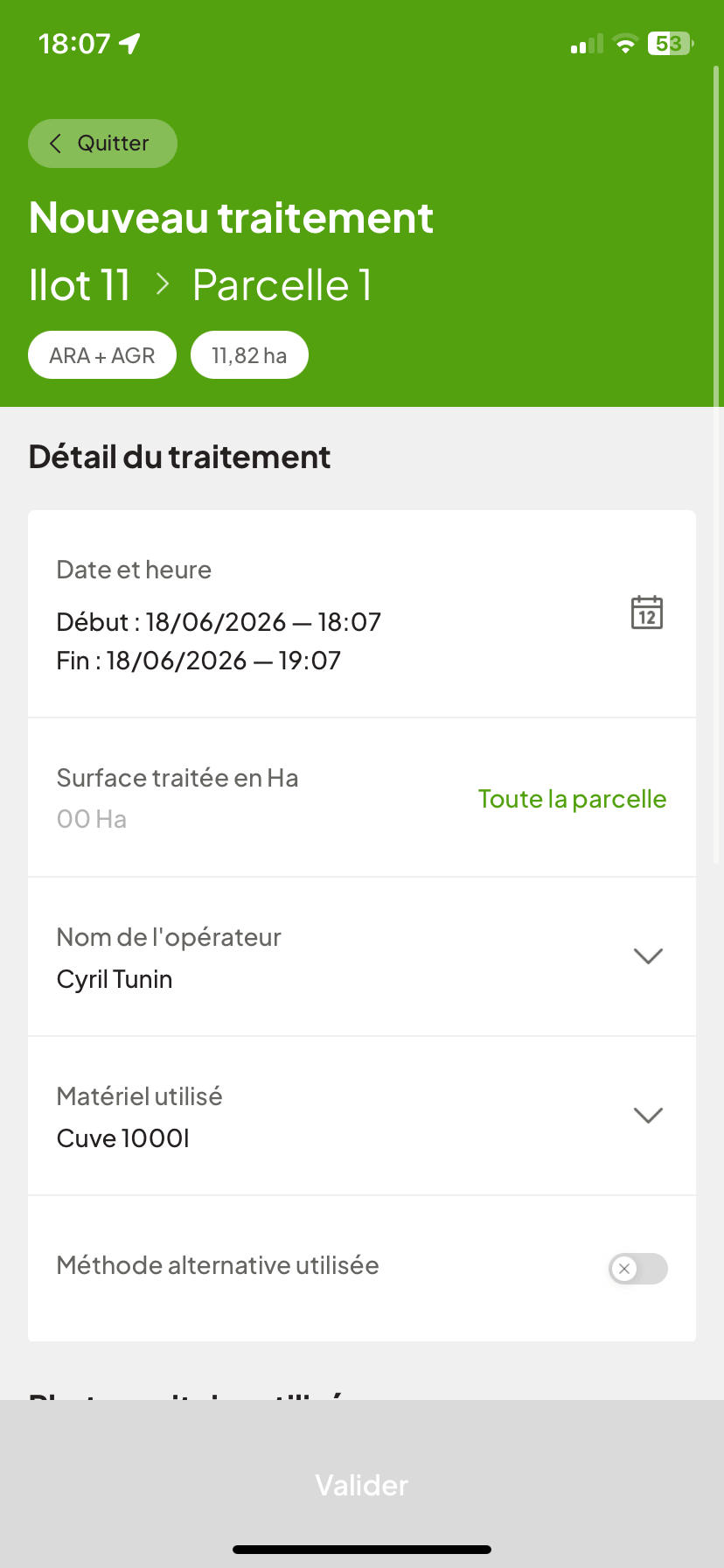 Saisie aisée de vos interventions sur vos parcelles agricoles