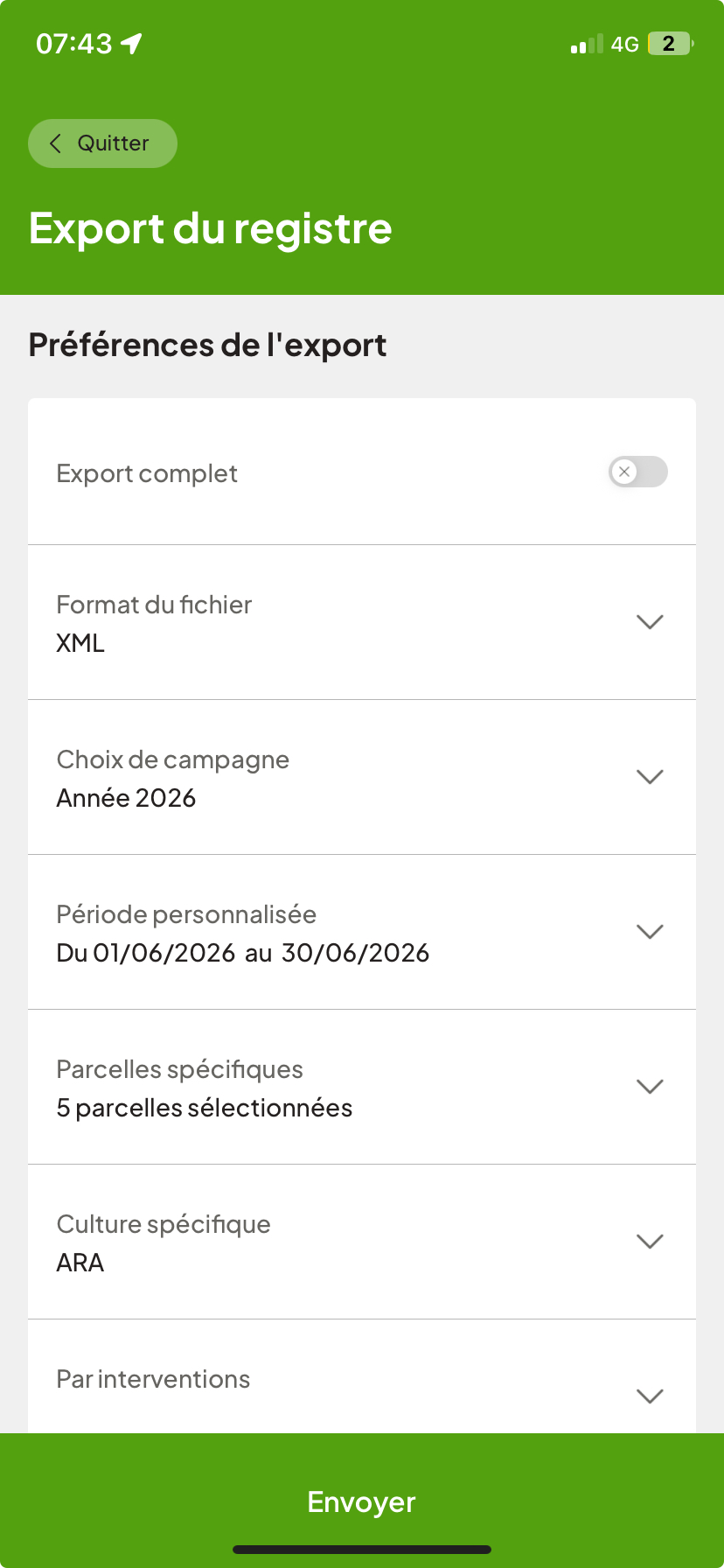 Export conforme de votre registre phytosanitaire en 3 clics