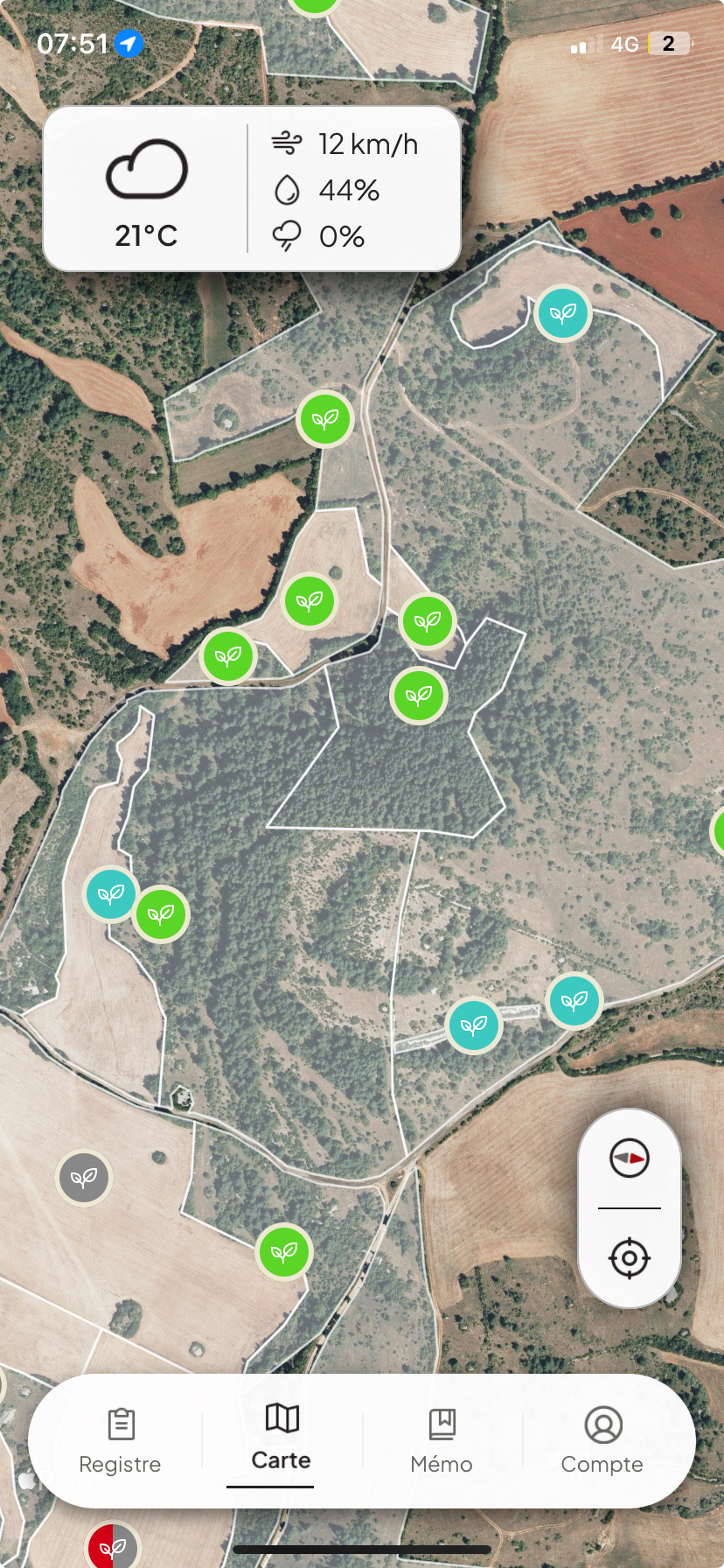 Geofencing intelligent de votre position par rapport à vos parcelles