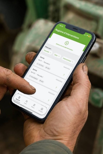 Saisie d'une intervention phytosanitaire dans l'application mobile Phyz
